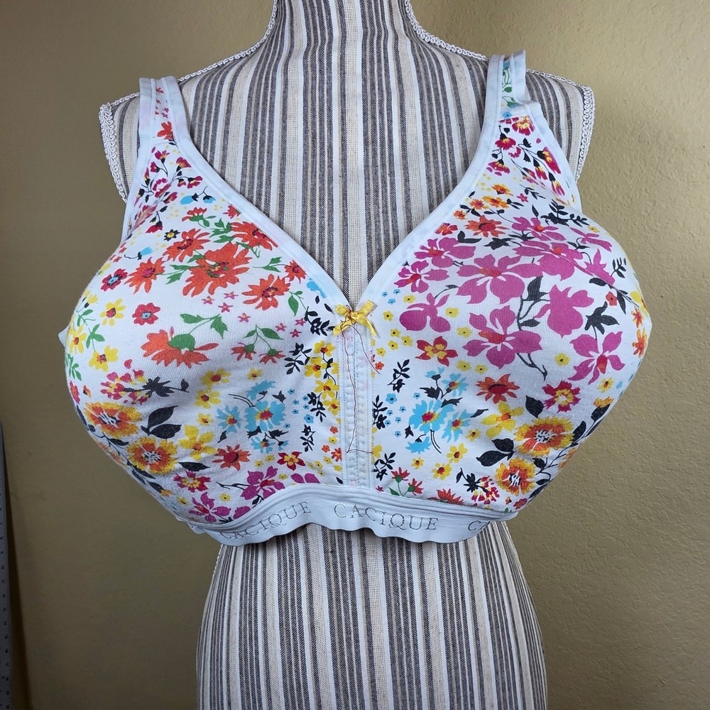 Cacique 42F Floral Print Lightly Lined No Wire Full Coverage Comfort Bra